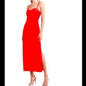 NWT Express XL Ruched Bodice Tomato Red Maxi Dress